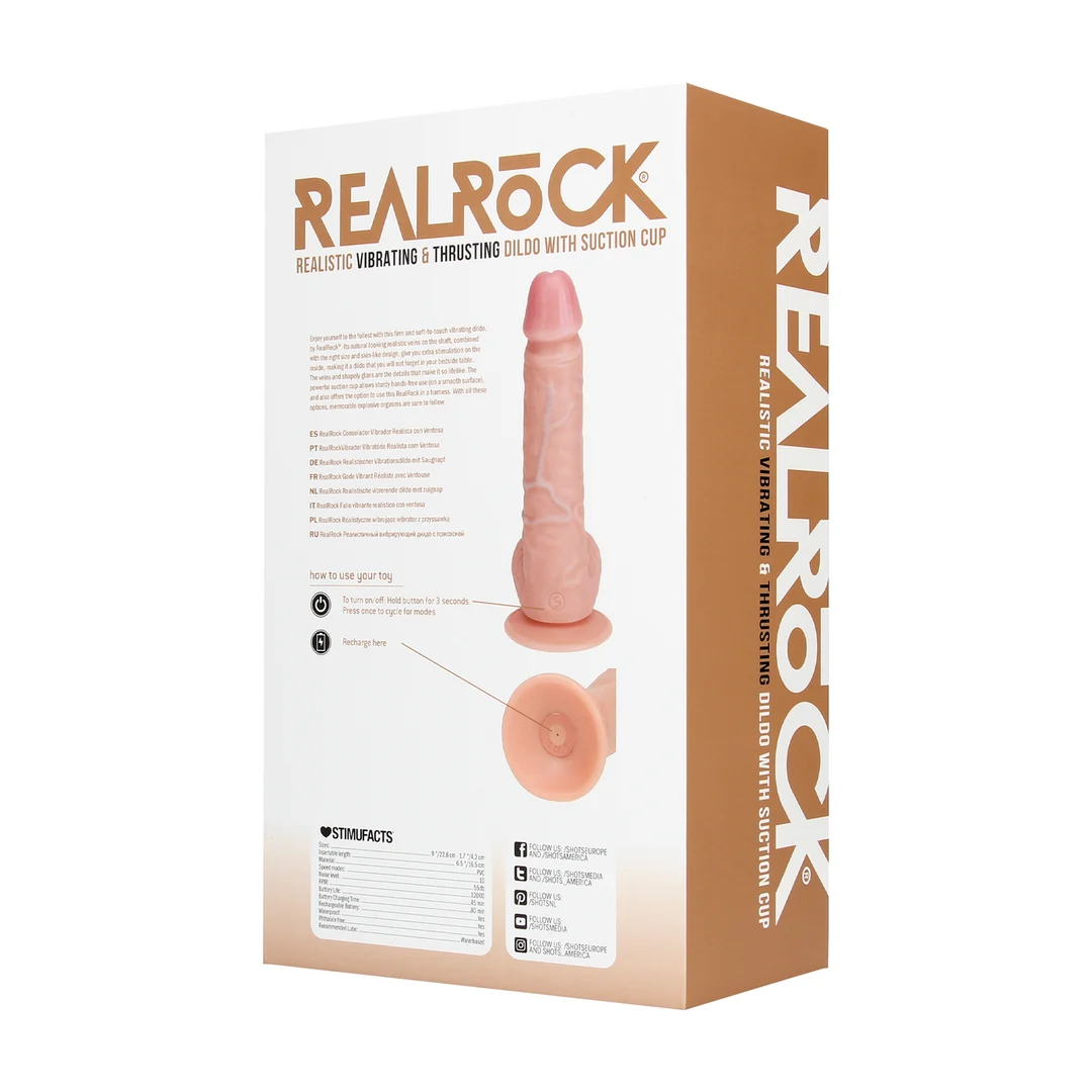 Realistyczny wibrator z przyssawką, odpowiedni do użycia z uprzężą – RealRock, RealRock by Shots - obrazek 5