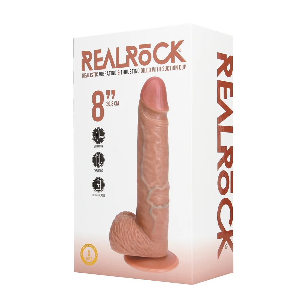 Realistyczny wibrator z przyssawką, odpowiedni do użycia z uprzężą – RealRock, RealRock by Shots - obrazek 10