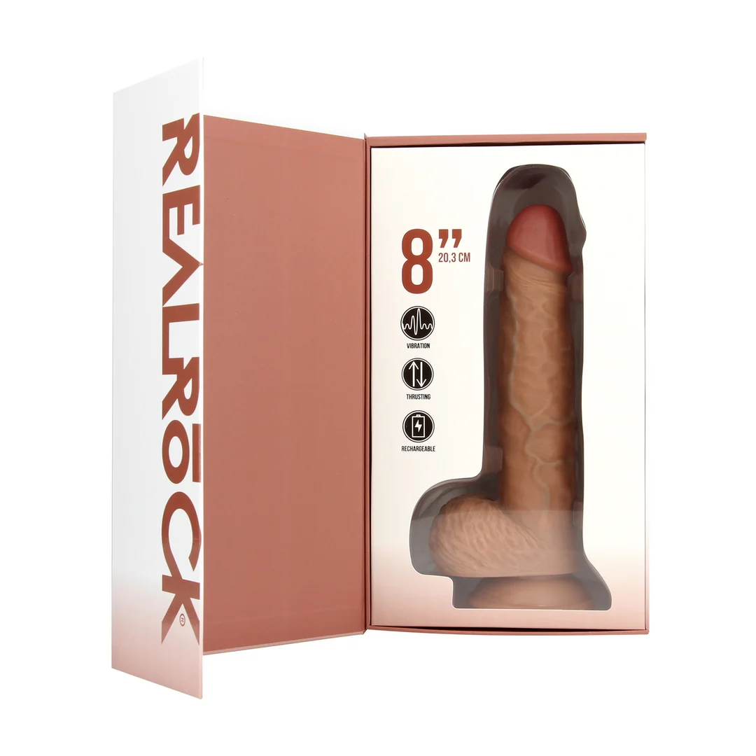 Realistyczny wibrator z przyssawką, odpowiedni do użycia z uprzężą – RealRock, RealRock by Shots - obrazek 12