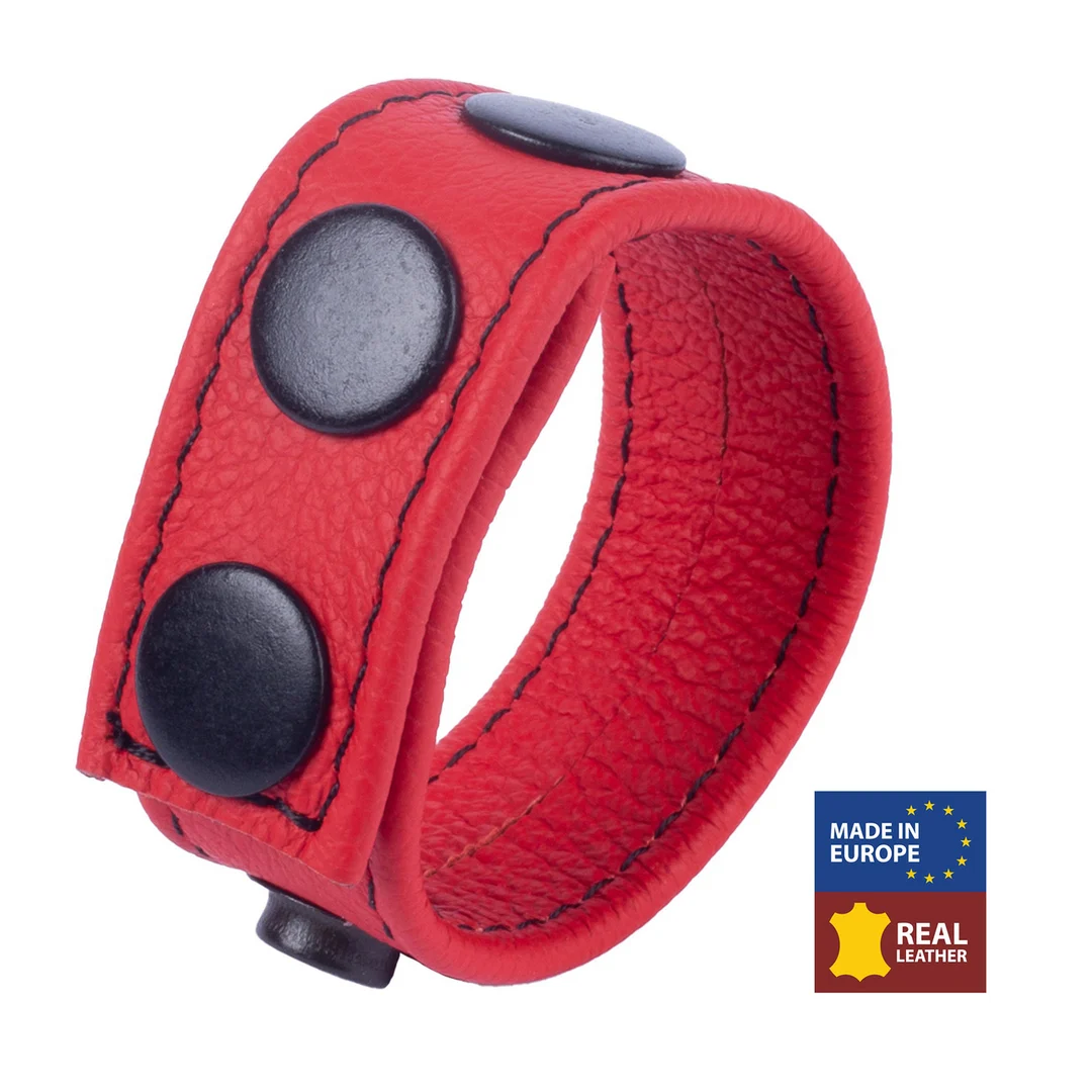 Regulowany skórzany pierścień erekcyjny Red Leather Cocky - obrazek 3