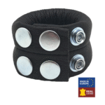 Regulowany skórzany obciążnik na mosznę Red Leather, czarny - obrazek 3