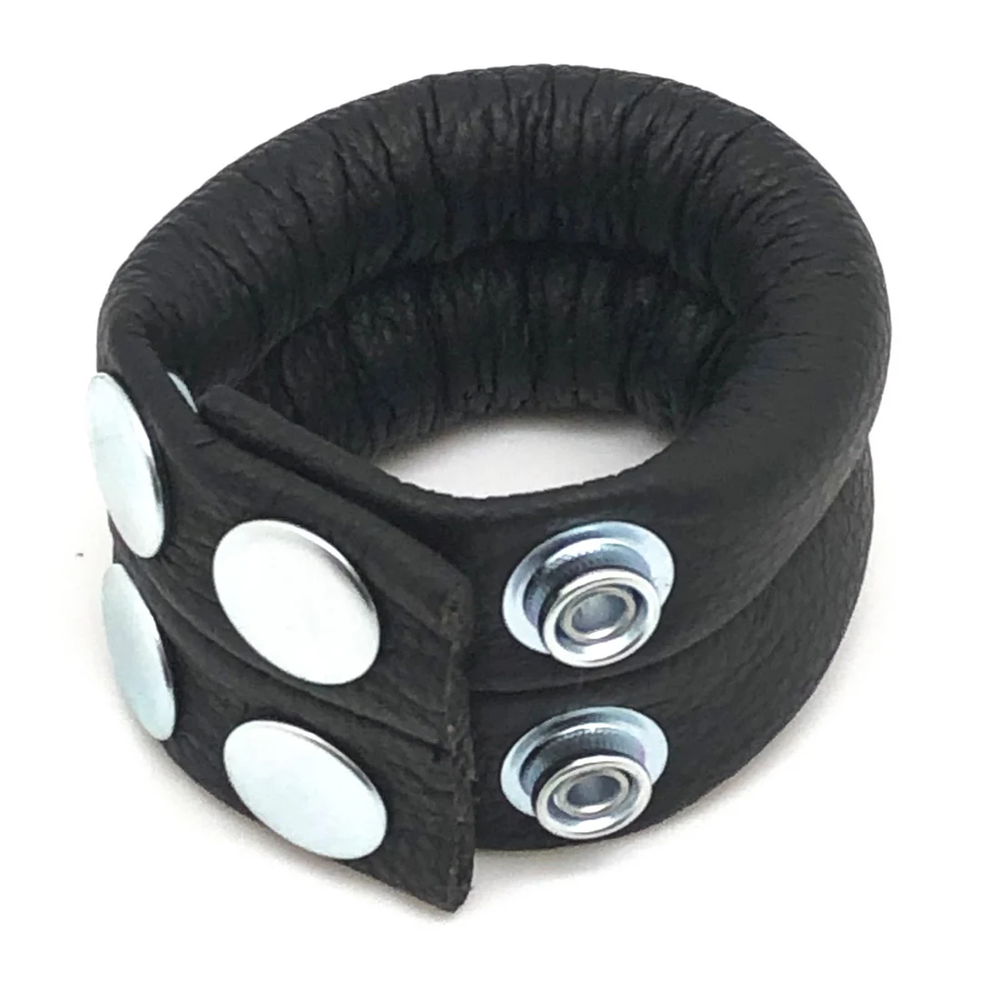Regulowany skórzany obciążnik na mosznę Red Leather, czarny - obrazek 1
