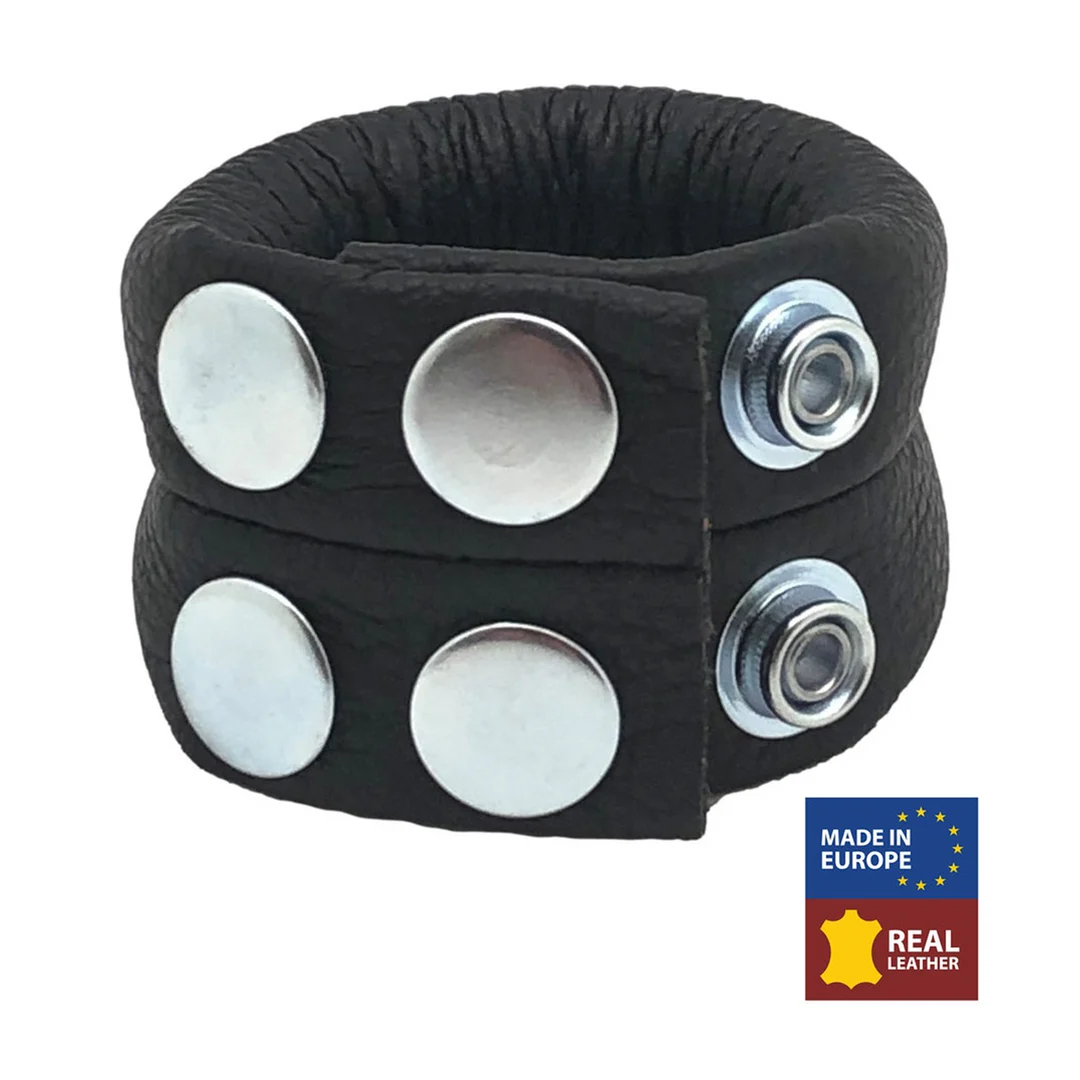 Regulowany skórzany obciążnik na mosznę Red Leather, czarny - obrazek 3