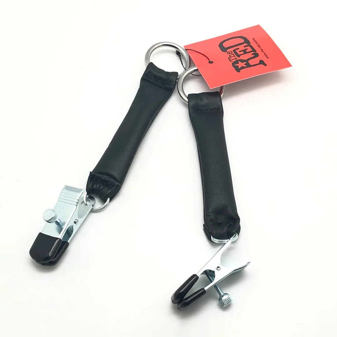 RL-29380-5 Klipsy na sutki z obciążnikami ze skóry 2 x 80 g, czarne i srebrne - obrazek 1