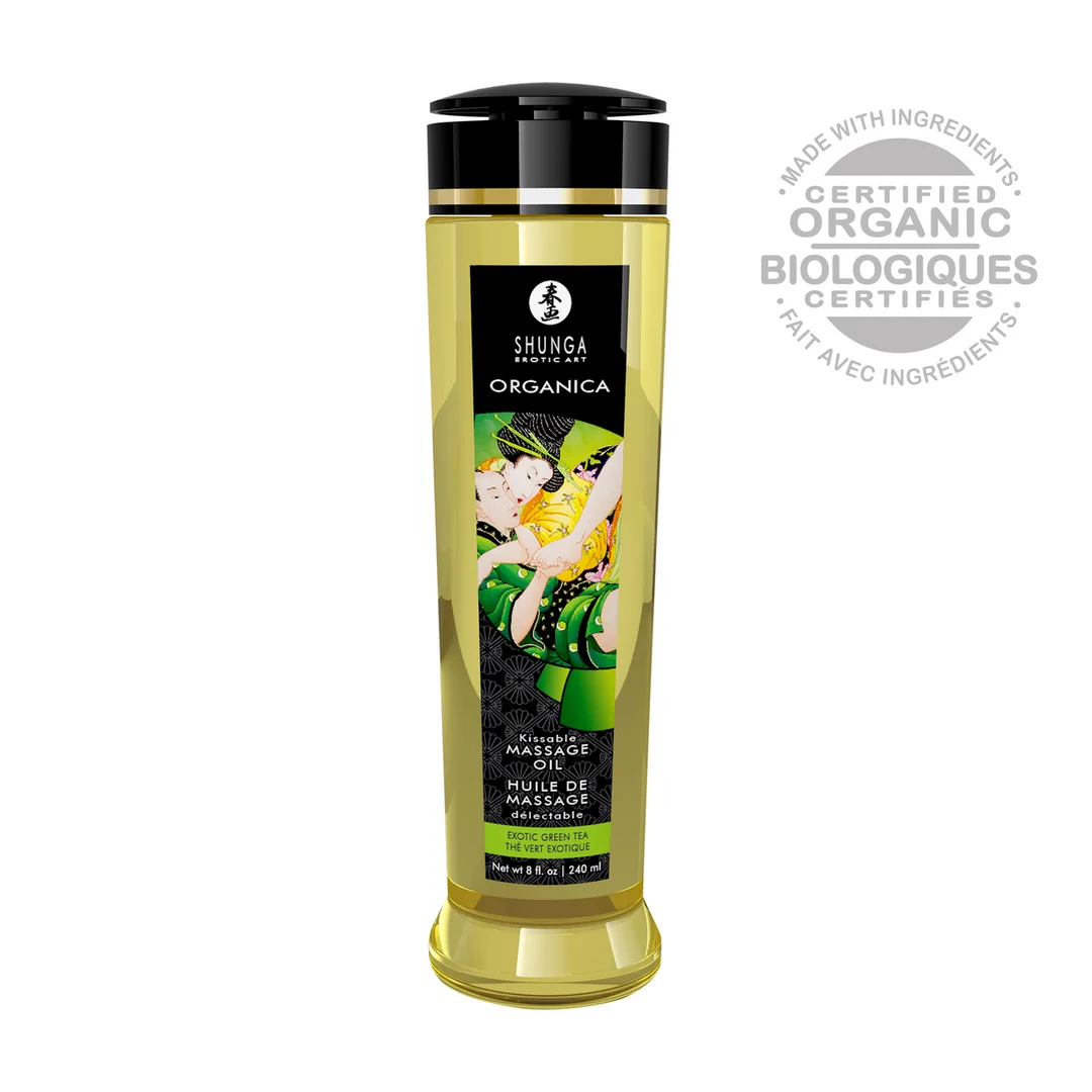 Erotický olejek do masażu – naturalny, jadalny olejek do masażu – zielona herbata – Shunga – 8 fl oz / 240 ml - obrazek 2