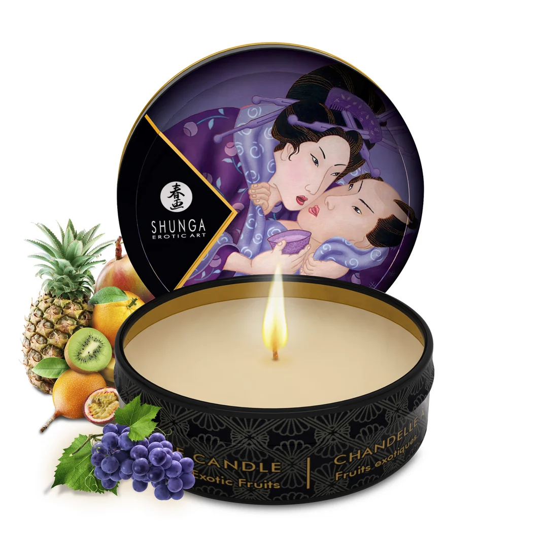 Świeca do masażu – mini świeca do masażu z letnim olejkiem – Owoce egzotyczne – 1 oz / 30 ml - obrazek 2