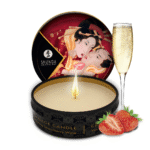 Świeca do masażu – mini świeca do masażu i tworzenia nastroju – Musujące wino z truskawką – Shunga – 30 ml - obrazek 2