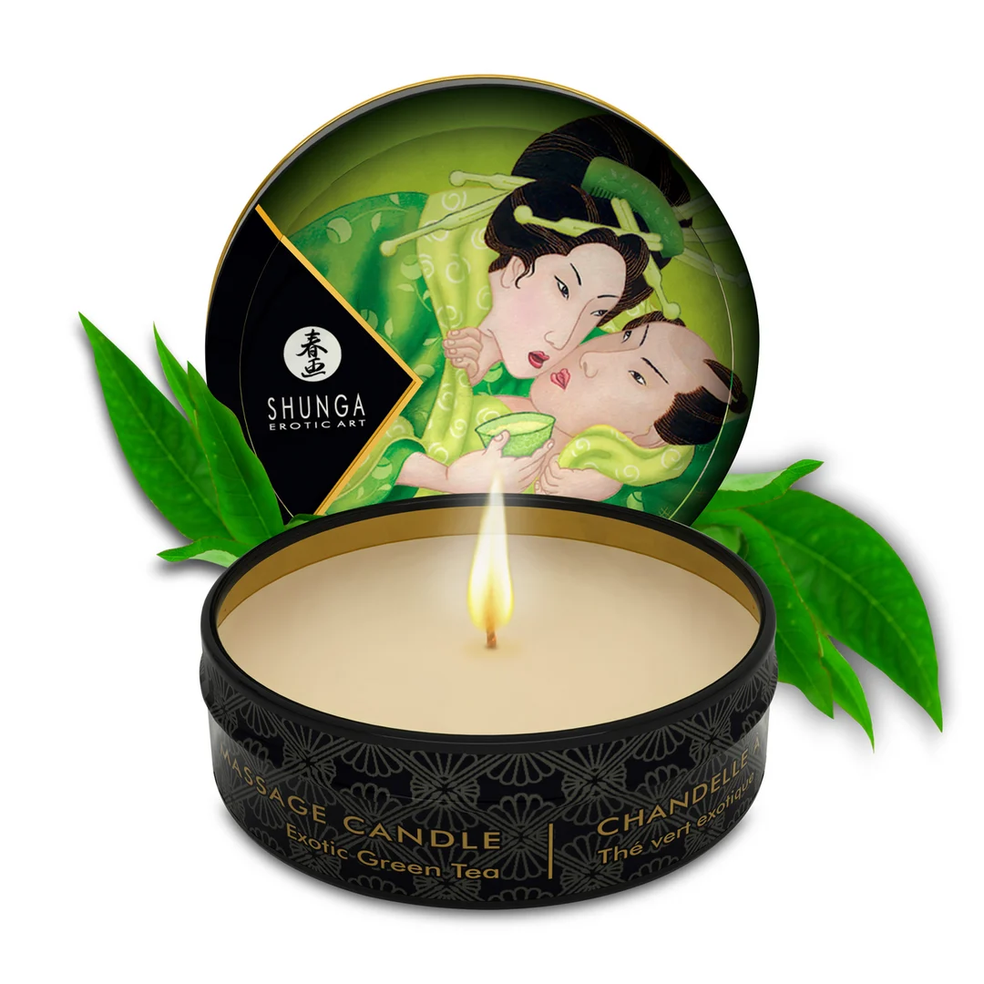 Świeca do masażu – mini świeca do masażu i tworzenia nastroju – Egzotyczna zielona herbata – Shunga – 30 ml - obrazek 2