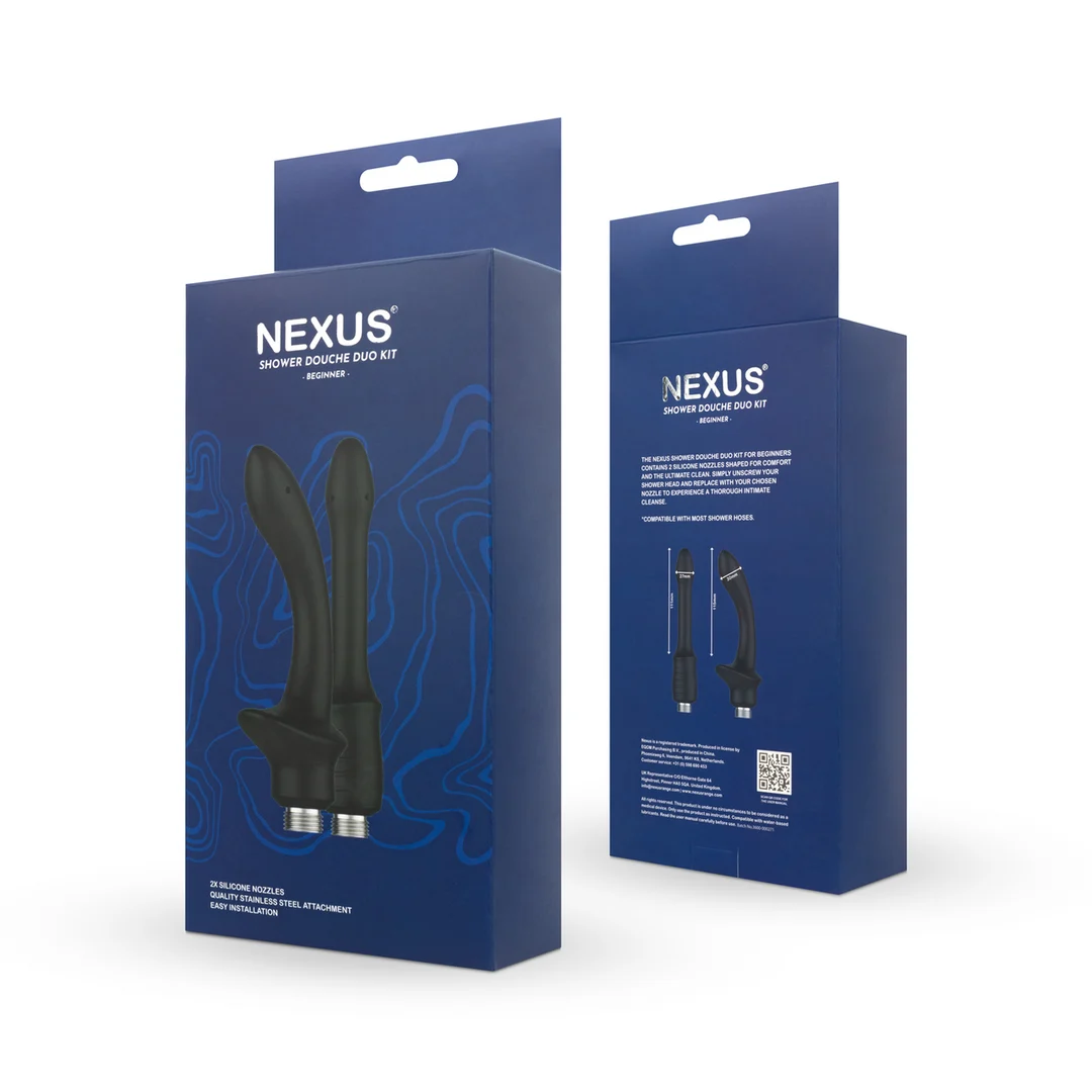 Irygator analny Shower Douche Duo Kit dla początkujących z 2 silikonowymi końcówkami, czarny | Nexus - obrazek 2