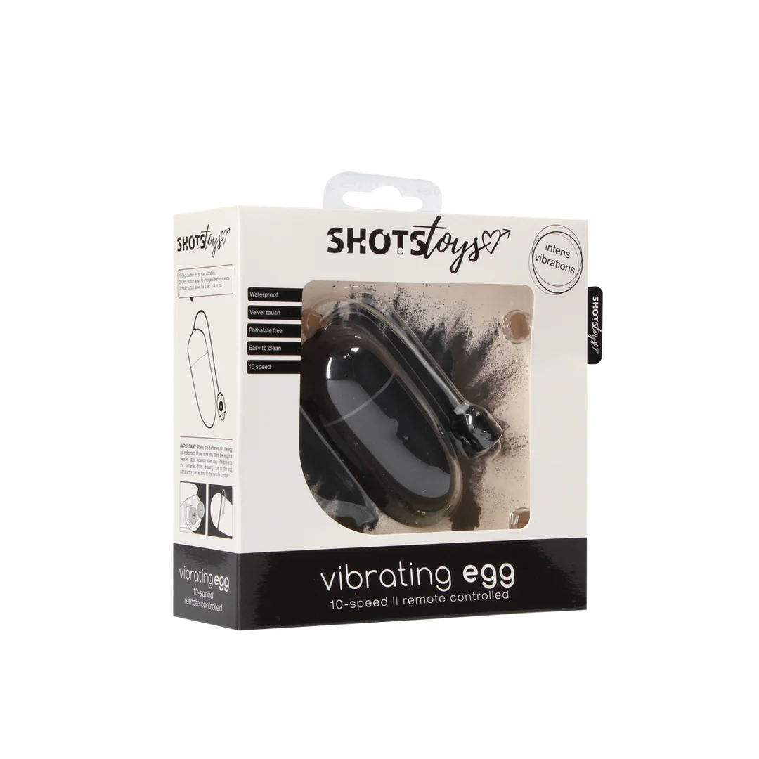 Wibrujące jajeczko – 10 trybów z pilotem – czarne Shots Toys by Shots - obrazek 1