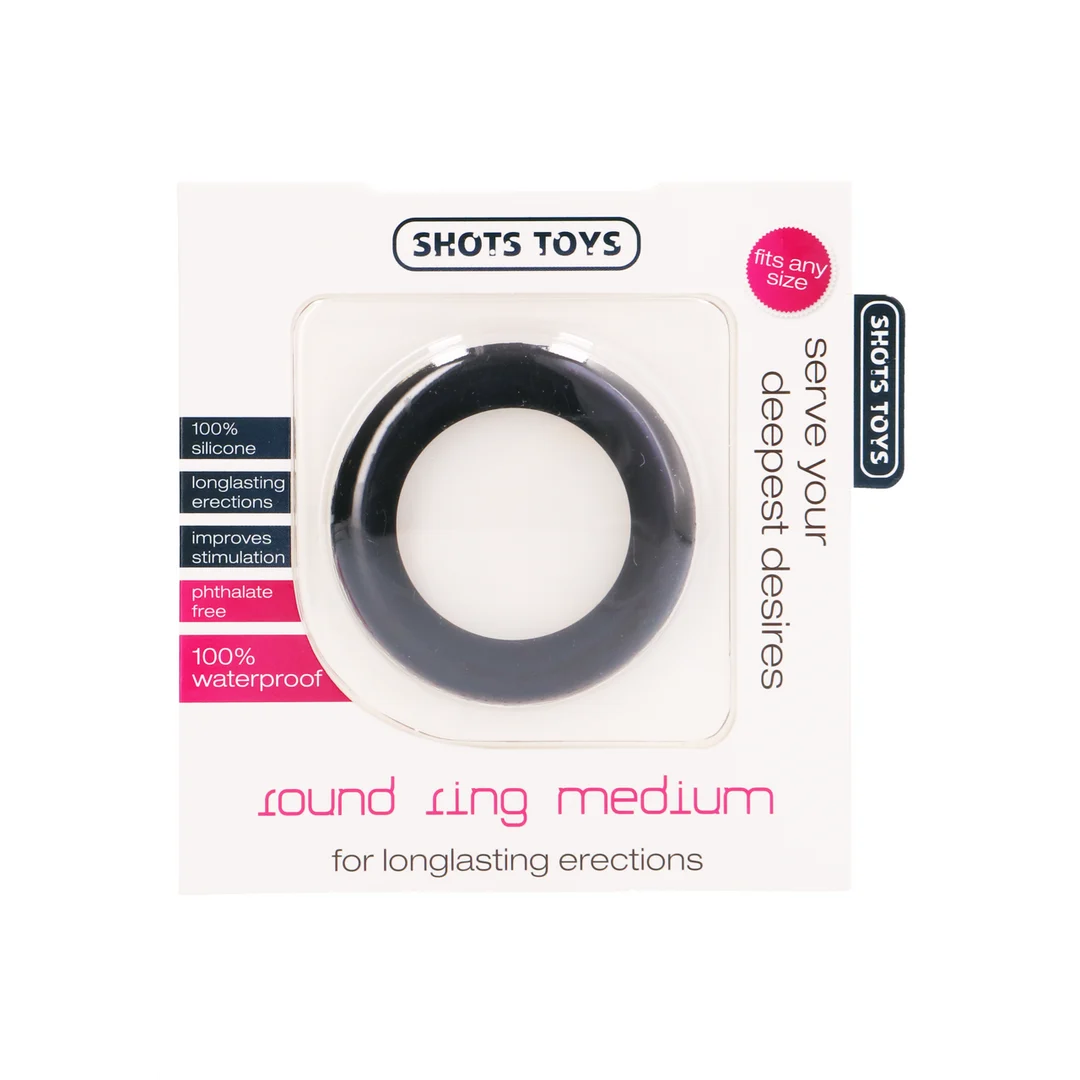 SHT395BLK_1_1 Shots Toys okrągły pierścień erekcyjny średni - obrazek 1