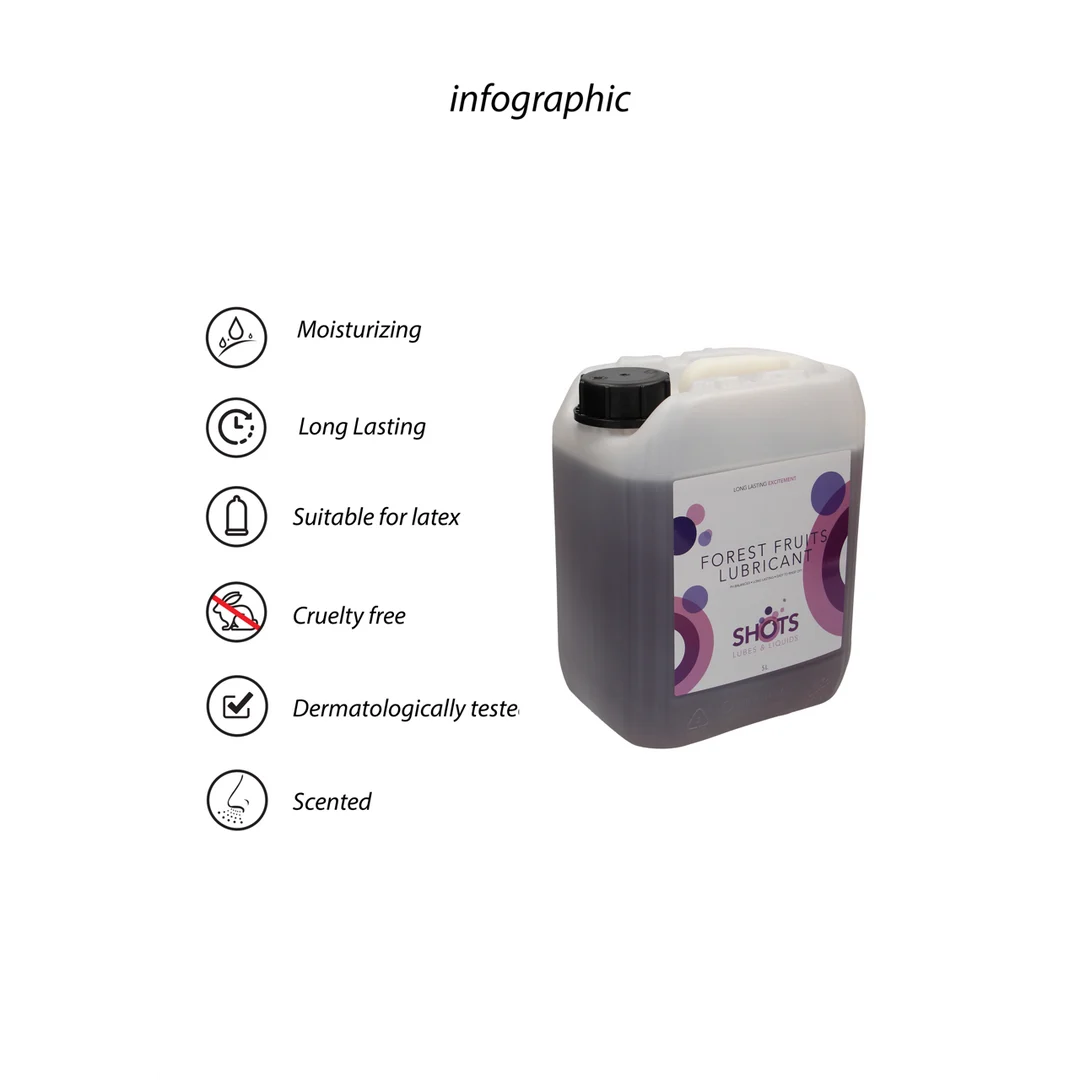 Lubrykant na bazie wody | Odpowiedni do prezerwatyw lateksowych | Owoce leśne | 1,3 gal / 5 l | Shots Lubes - obrazek 3