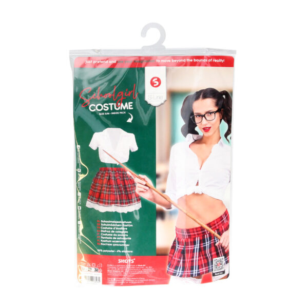 Kostium uczennicy w kolorze białym i czerwonym
