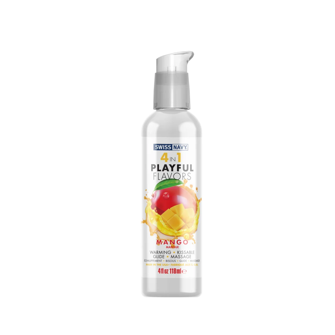Lubrykant smakowy – 4 in 1 Playful Flavors, jadalny i rozgrzewający – Mango – saszetka 5 ml – Swiss Navy - obrazek 7
