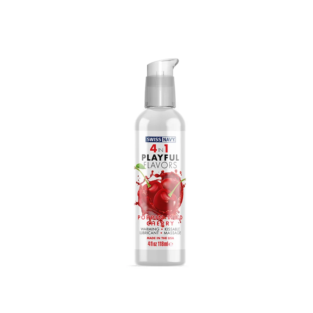 Lubrykant smakowy, 4 w 1 Playful Flavors, lubrykant o smaku Poppin Wild Cherry, wiśnia, 29,5 ml, Swiss Navy - obrazek 5