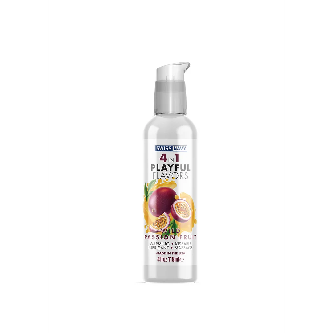 Lubrykant smakowy – 4 in 1 Playful Flavors, jadalny i rozgrzewający – Marakuja – 29,5 ml – Swiss Navy - obrazek 6