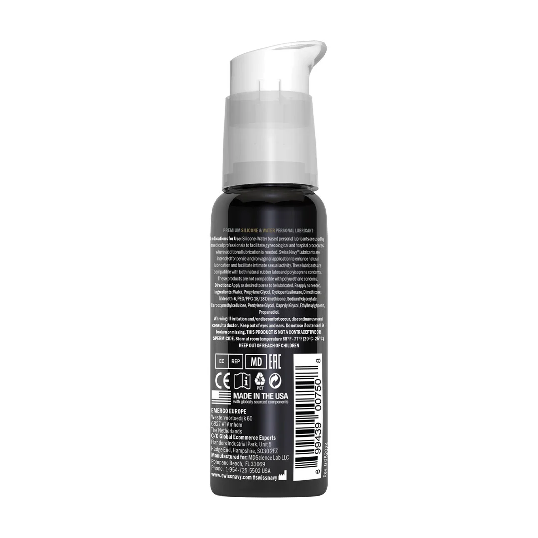 SNHYB1-5 Lubrykant (neutralny) – hybrydowy lubrykant na bazie silikonu i wody – bezzapachowy, bez smaku – 29,5 ml – Swiss Navy - obrazek 1
