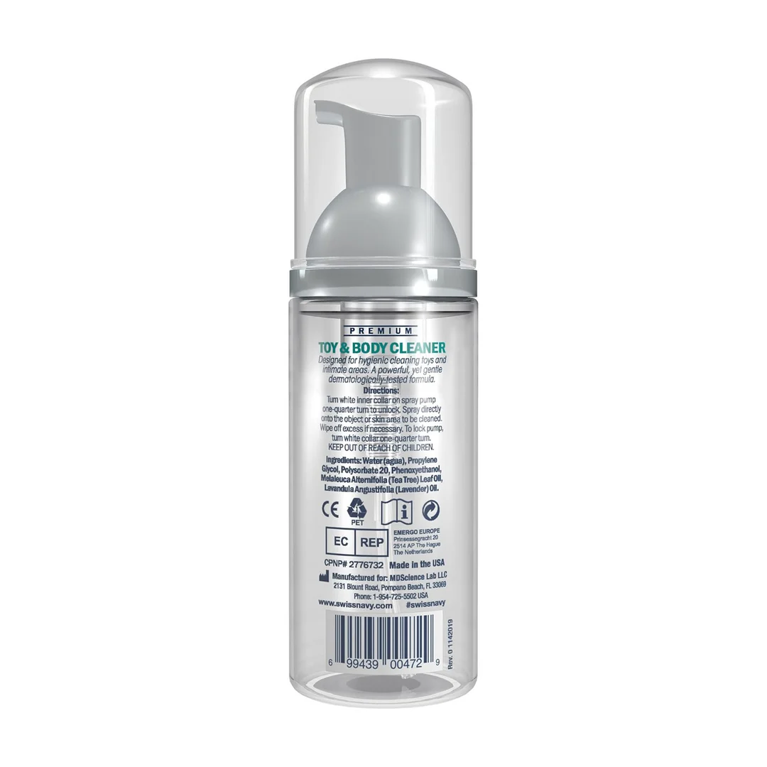 SNTB1-6OZ_1_1 Środek do czyszczenia zabawek erotycznych i ciała – spray do czyszczenia zabawek i skóry, odpowiedni przy użyciu lubrykantu silikonowego – Swiss Navy – 177 ml / 6 fl oz – TESTER - obrazek 1