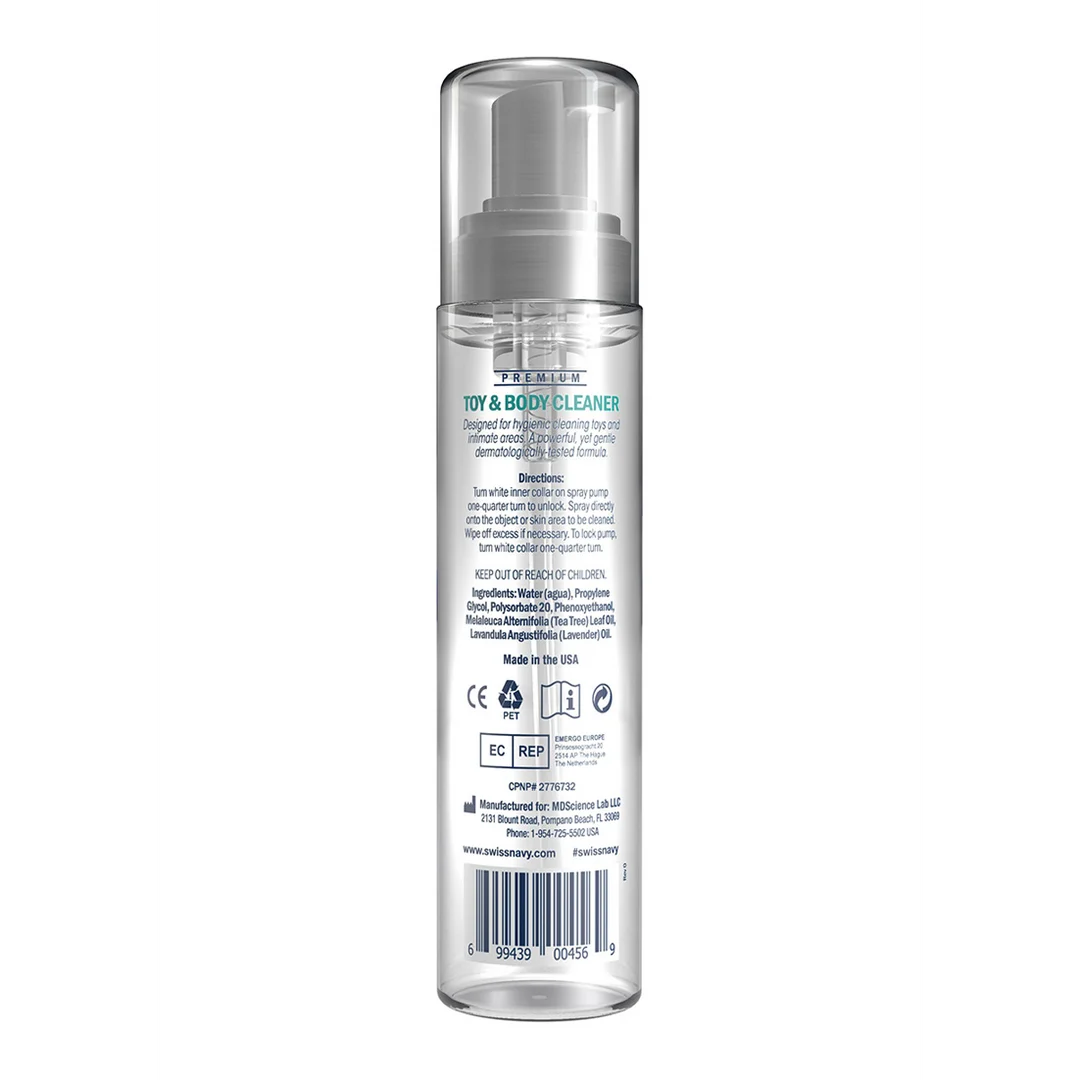 Środek do czyszczenia zabawek erotycznych i ciała – spray do czyszczenia zabawek i skóry, odpowiedni przy użyciu lubrykantu silikonowego – Swiss Navy – 177 ml / 6 fl oz – TESTER - obrazek 4