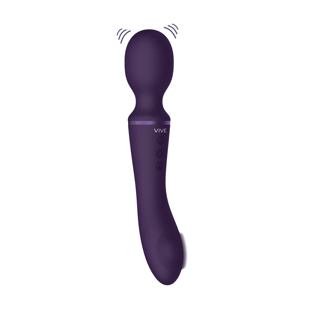 Wibrator typu wand, dwustronny, z dwoma silnikami i 10+10 trybami, fioletowy VIVE by Shots - obrazek 9