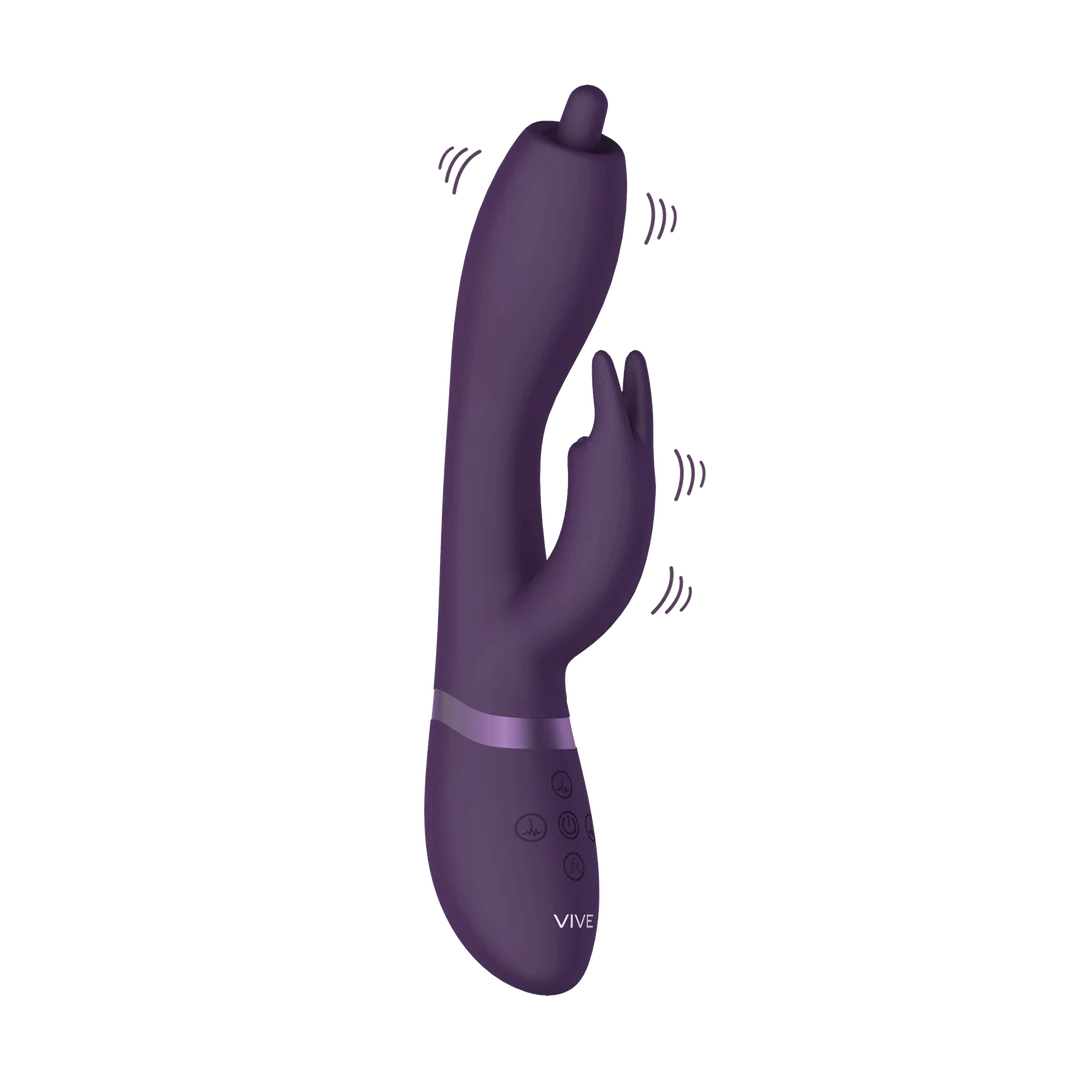 Wibrator typu rabbit z obrotową o 360° końcówką do punktu G i stymulacją łechtaczki, VIVE by Shots, fioletowy VIVE by Shots - obrazek 9