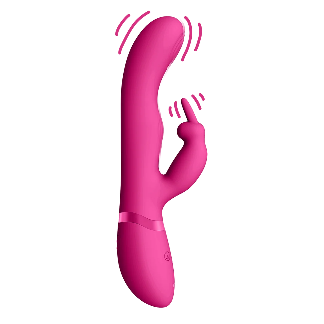 Wibrator typu rabbit z falą podwójnych pulsacji i przyciskiem orgazmu, VIVE by Shots, różowy, VIVE by Shots - obrazek 7