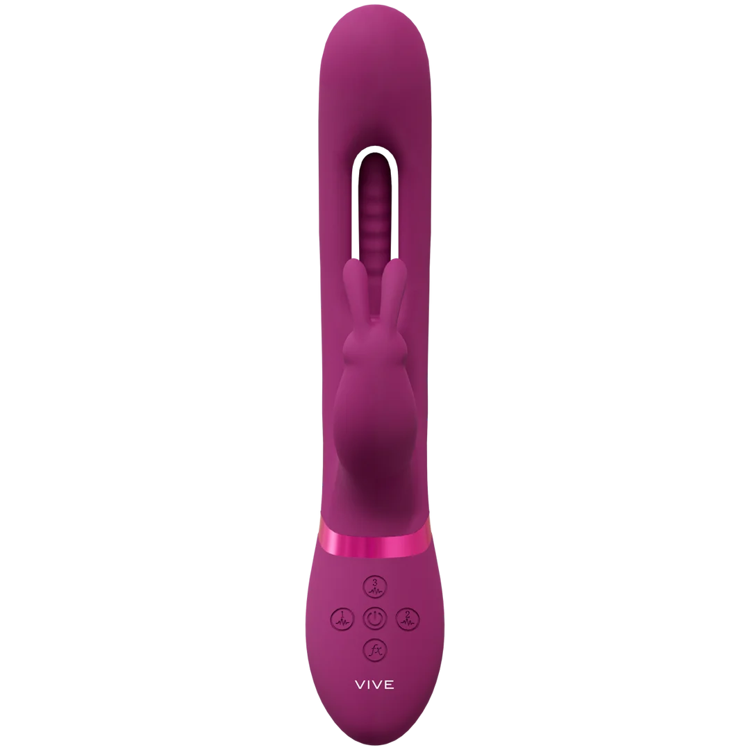 Wibrator rabbit VIVE z trzema silnikami i łaskoczącym stymulatorem punktu G, różowy, VIVE by Shots - obrazek 4
