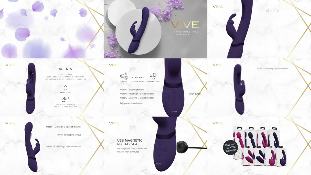 Wibrator rabbit VIVE z trzema silnikami i łaskoczącym stymulatorem punktu G, różowy, VIVE by Shots - obrazek 11