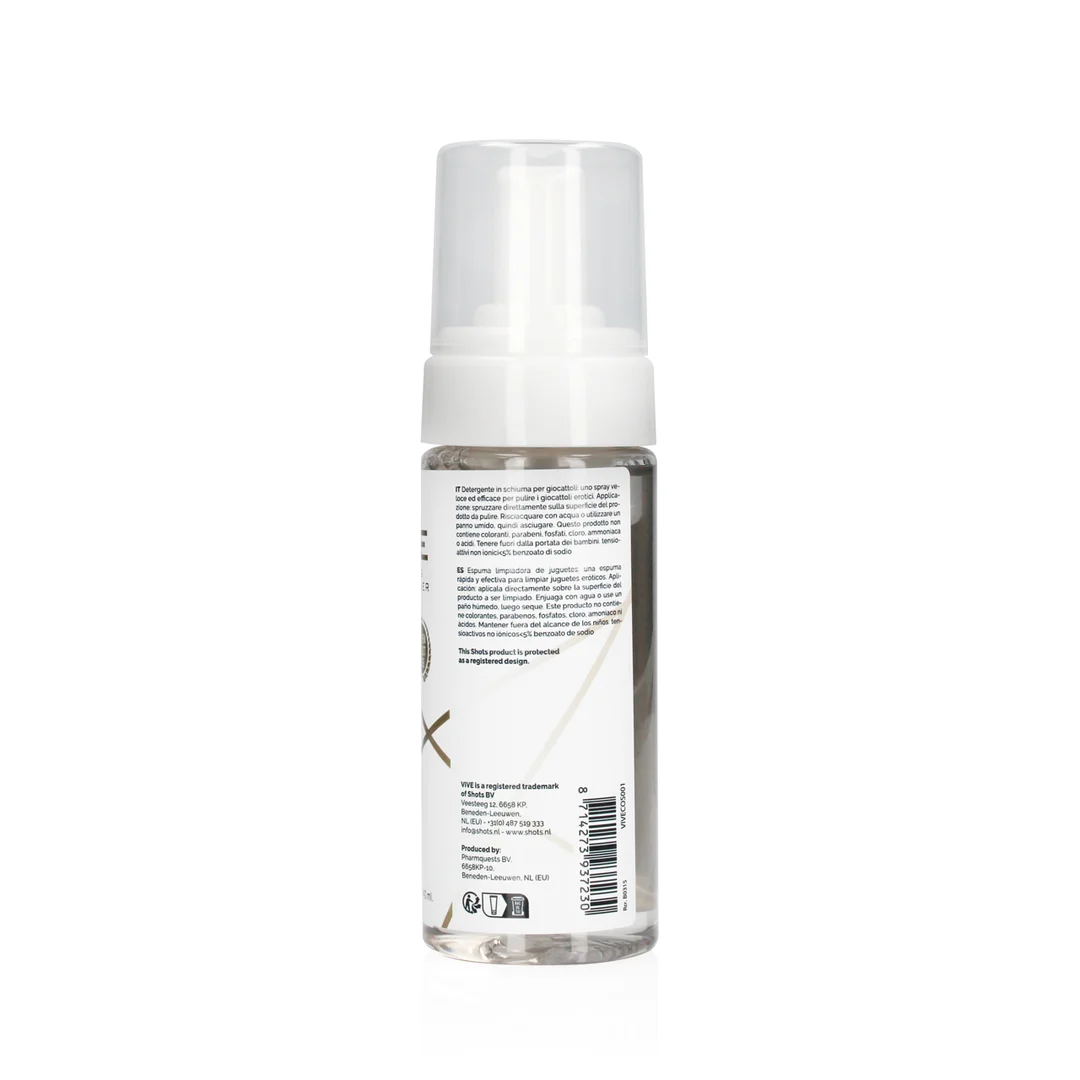 VIVECOS001_1 Płyn do czyszczenia zabawek – pieniący płyn do czyszczenia zabawek erotycznych – neutralny płciowo – VIVE by Shots – 4,7 fl oz / 140 ml - obrazek 1