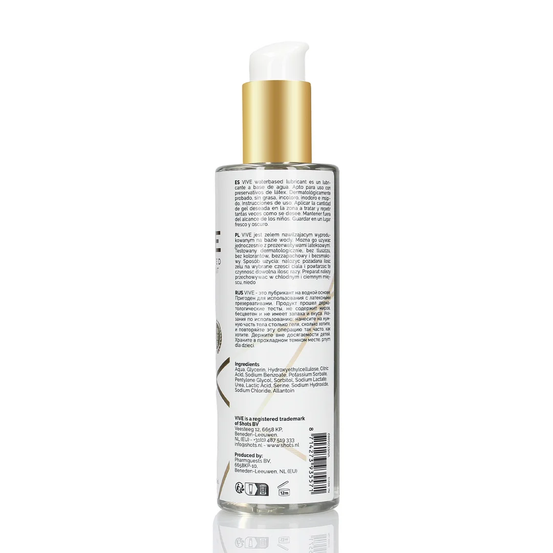 Lubrykant na bazie wody – testowany dermatologicznie i nie pozostawia tłustego filmu – bezzapachowy, bez smaku – 200 ml – VIVE by Shots - obrazek 1
